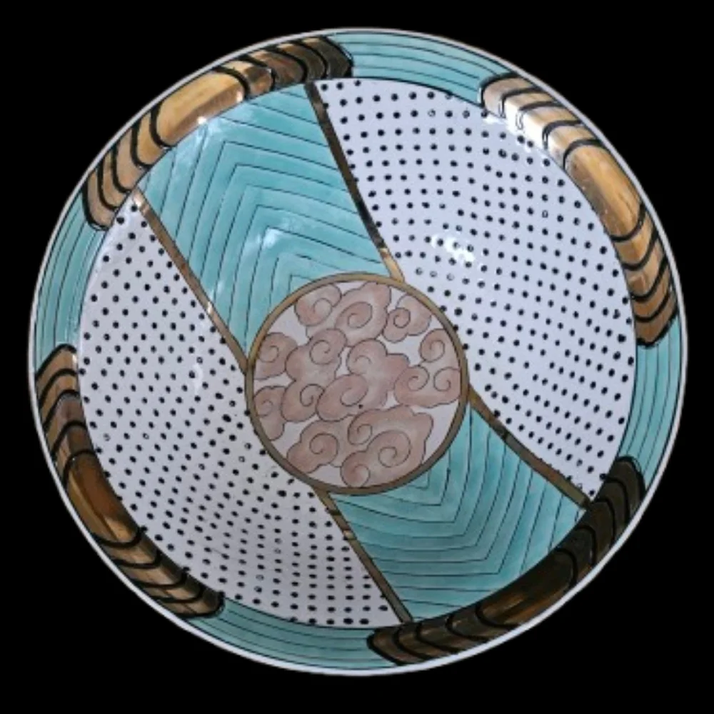 *Kinder Vintage Harris Bowl With Polkadots, Chinoiserie Chic Style